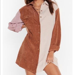 Nasty Gal “writers block” corduroy shirt dress